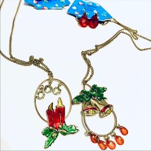 2 Christmas Necklace sets vintage Deadstock new NWT rare
